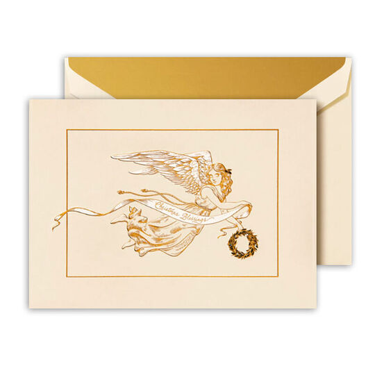 Christmas Angel Folded Holiday Cards - Raised Ink