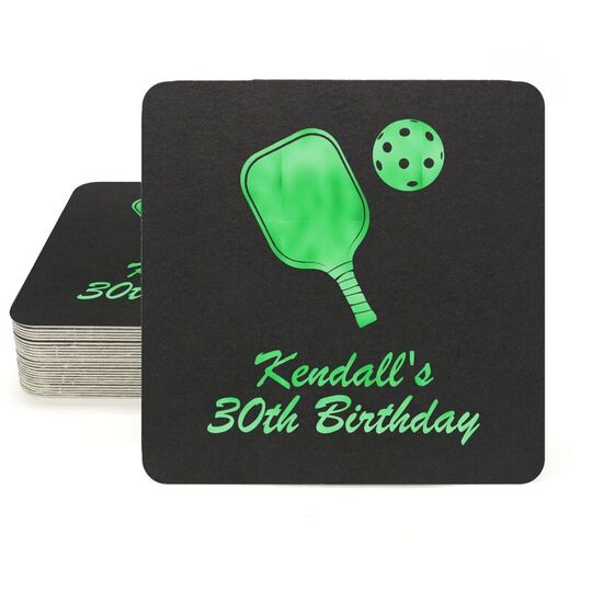 Pickleball Paddle Square Coasters