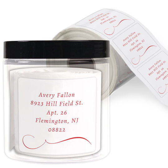 Bottom Swirl Square Address Labels in a Jar