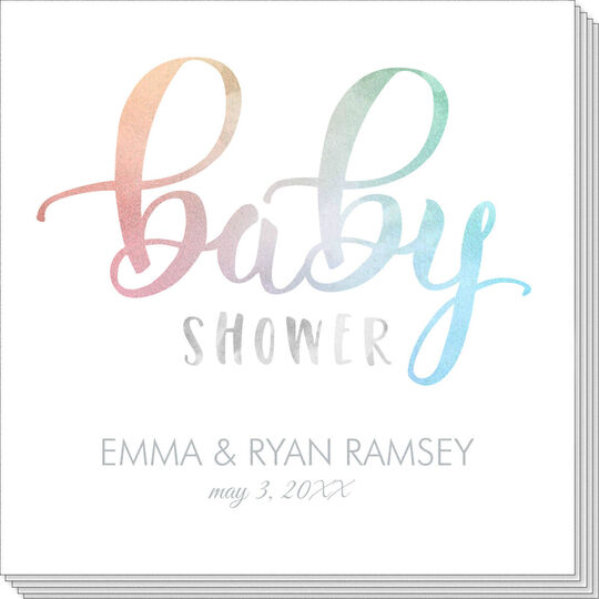 Watercolor Rainbow Colors Baby Shower Napkins