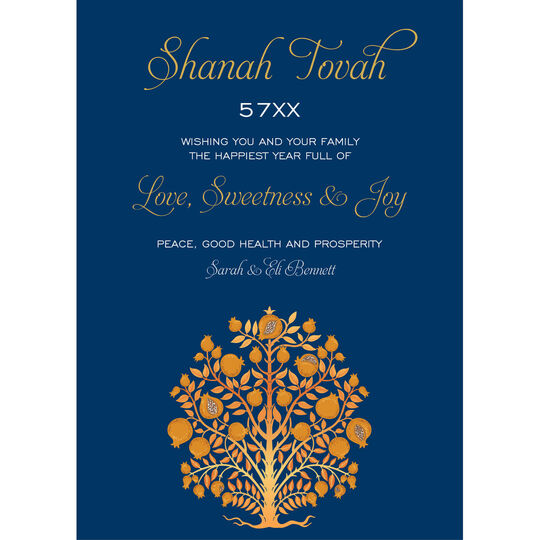 Golden Tree of Life Jewish New Year Cards