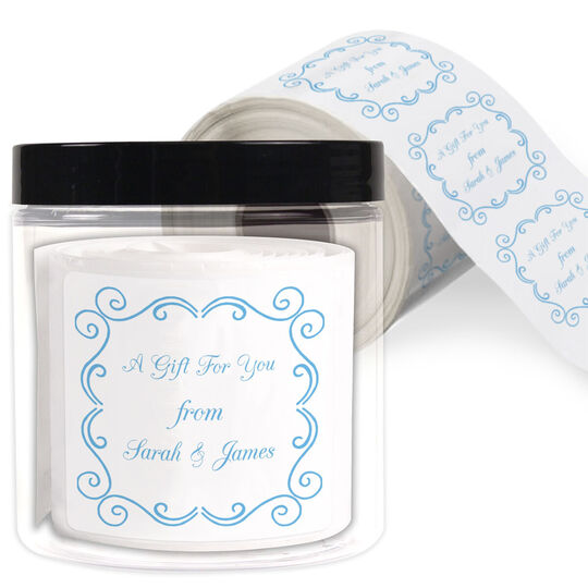 Curly Frame Square Gift Stickers in a Jar