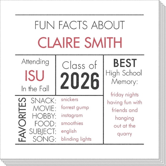 Graduation Fun Facts Beverage Napkins