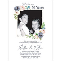 Corner Floral Photo Anniversary Invitations