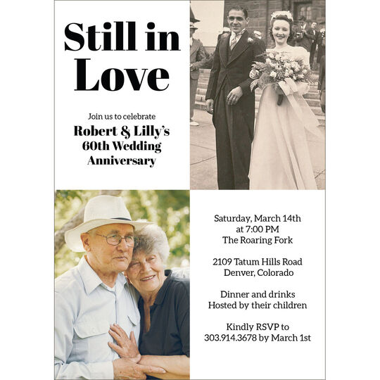 Still In Love Block Photo Anniversary Invitations