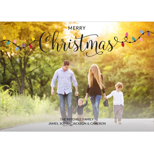 Colorful Christmas Lights Holiday Photo Cards