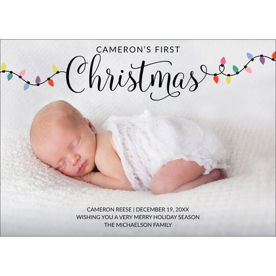 Colorful Christmas Lights Holiday Photo Cards