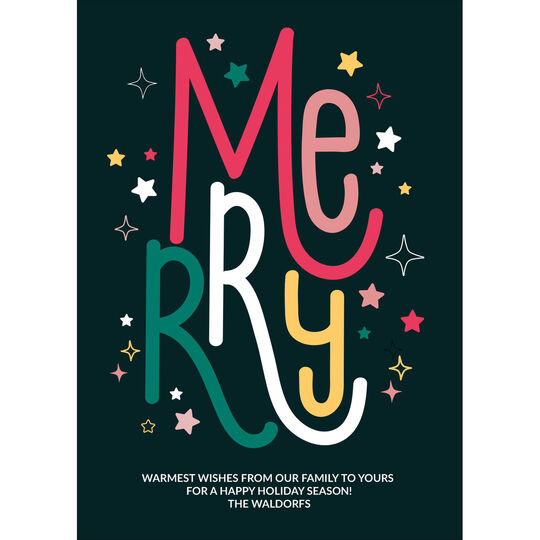 Joyously Lettered Merry Flat Holiday Cards