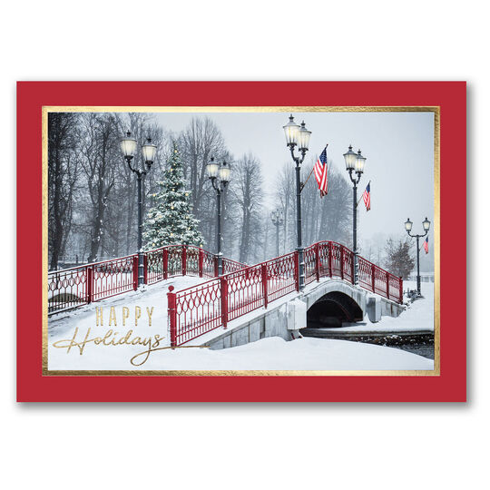 Patriotic Bridge Folded Holiday Cards