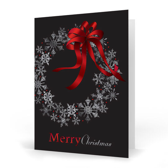 Red Bow Wreath Holiday Cards