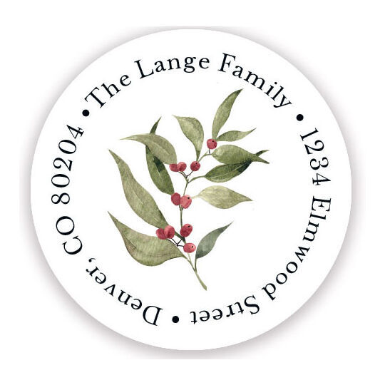 Evergreen Round Address Labels