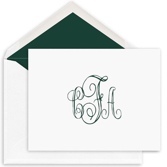 Cursive Monogram Folded Note Cards