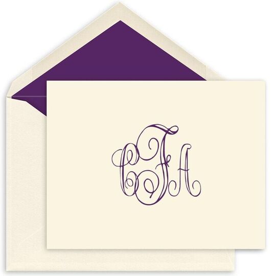 Cursive Monogram Folded Note Cards