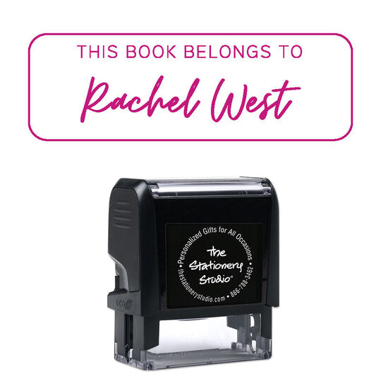 West Script Rectangular Self-Inking Book Stamp