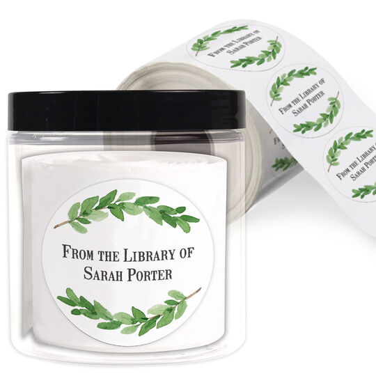 Two Sprigs Library Round Stickers in a Jar