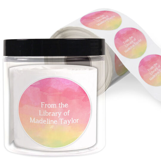 Rainbow Watercolor Library Round Stickers in a Jar