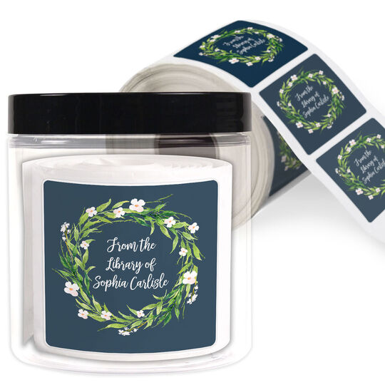 Spring Wreath Square Gift Stickers in a Jar