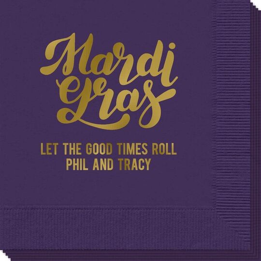 Bold Script Mardi Gras Napkins