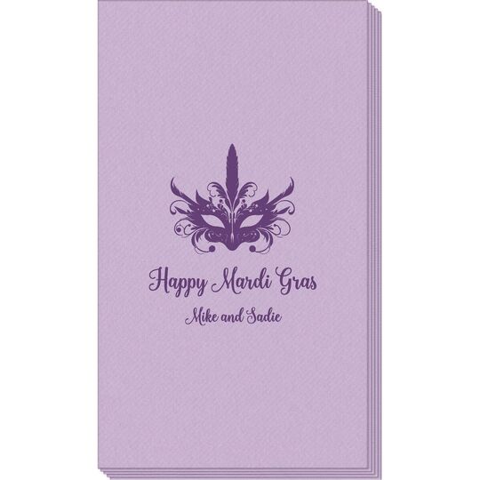 Feathered Mask Linen Like Guest Towels