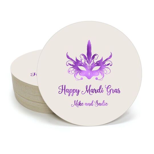 Feathered Mask Round Coasters