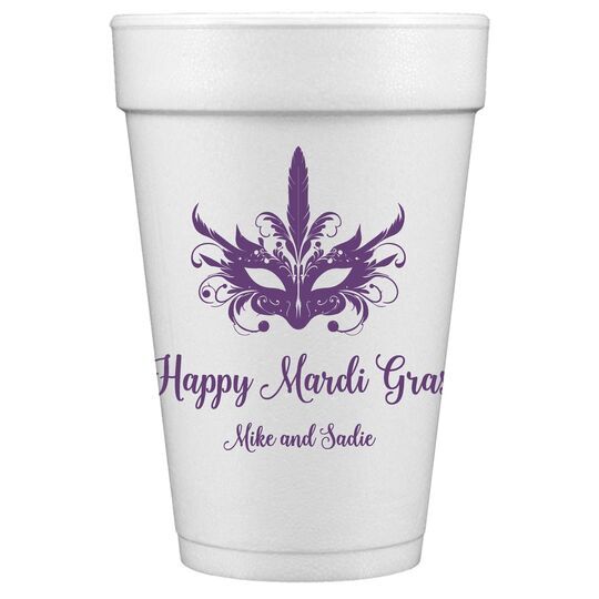 Feathered Mask Styrofoam Cups