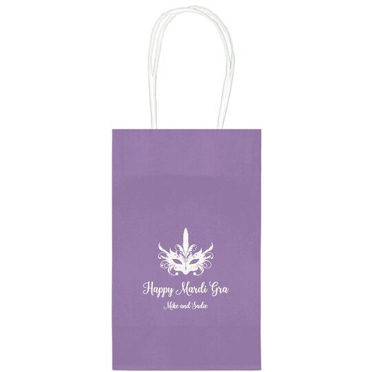 Feathered Mask Medium Twisted Handled Bags