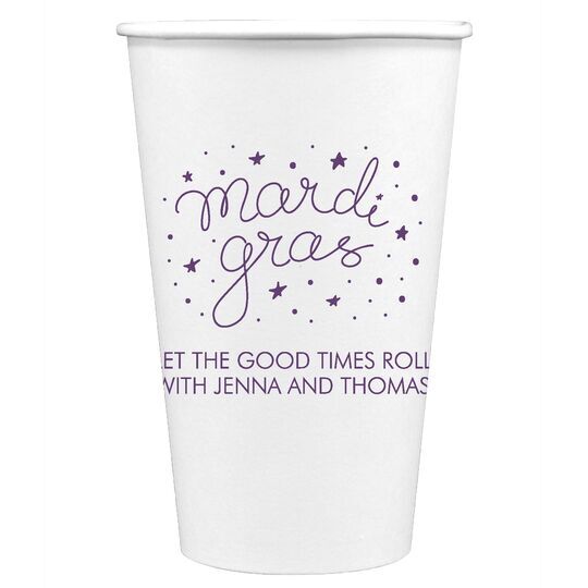 Mardi Gras Stars Paper Coffee Cups