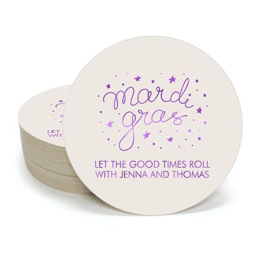 Mardi Gras Stars Round Coasters