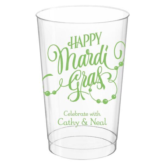 Happy Mardi Gras Beads Clear Plastic Cups