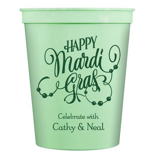 Happy Mardi Gras Beads Stadium Cups