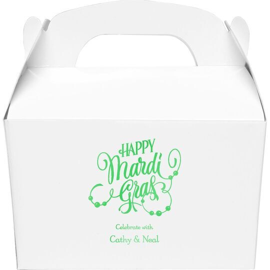 Happy Mardi Gras Beads Gable Favor Boxes