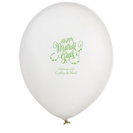 Happy Mardi Gras Beads Latex Balloons