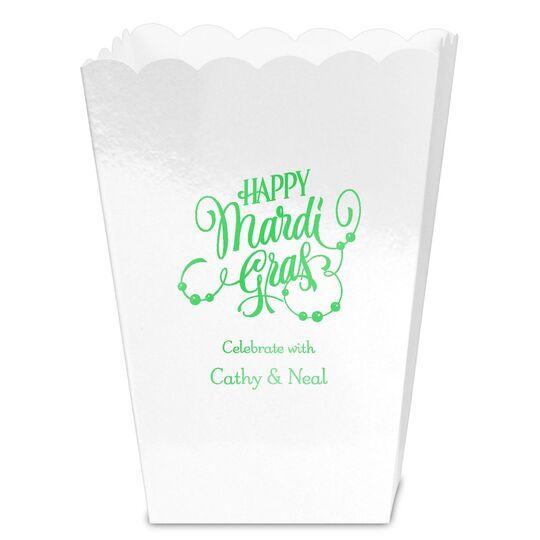 Happy Mardi Gras Beads Mini Popcorn Boxes