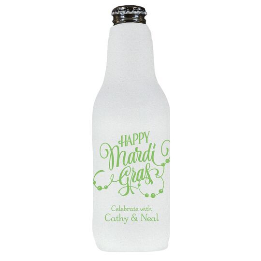 Happy Mardi Gras Beads Bottle Huggers