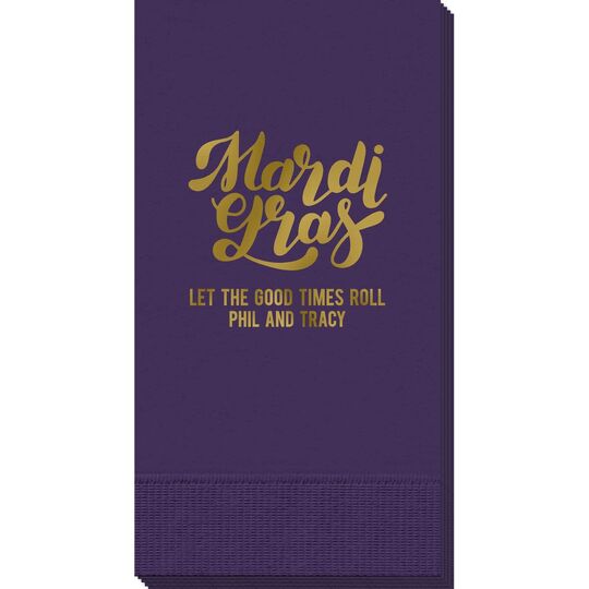 Bold Script Mardi Gras Guest Towels