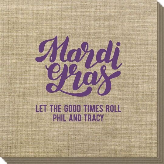 Bold Script Mardi Gras Bamboo Luxe Napkins