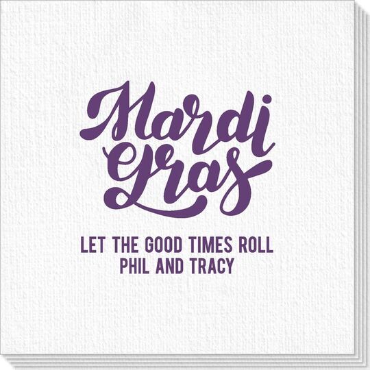 Bold Script Mardi Gras Deville Napkins