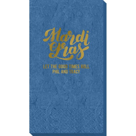 Bold Script Mardi Gras Bali Guest Towels