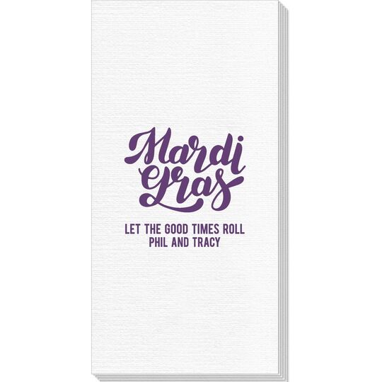 Bold Script Mardi Gras Deville Guest Towels