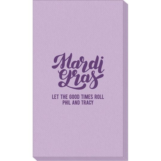 Bold Script Mardi Gras Linen Like Guest Towels