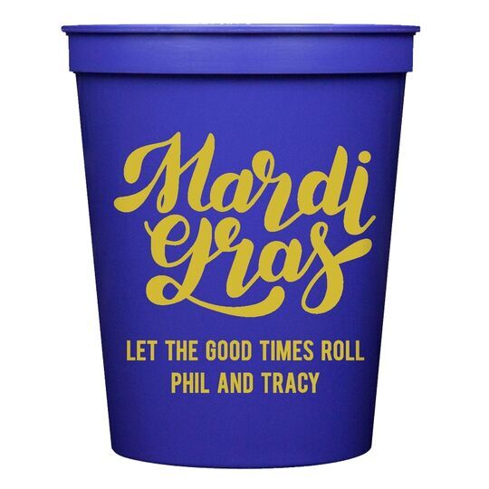 Bold Script Mardi Gras Stadium Cups