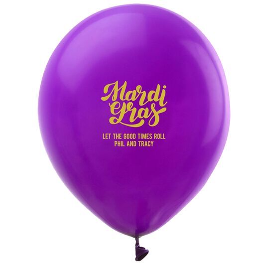 Bold Script Mardi Gras Latex Balloons