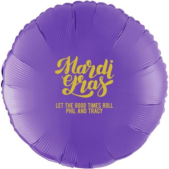 Bold Script Mardi Gras Mylar Balloons