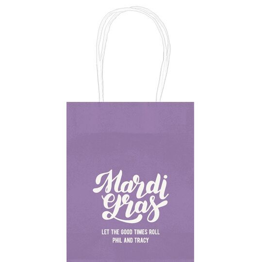 Bold Script Mardi Gras Mini Twisted Handled Bags