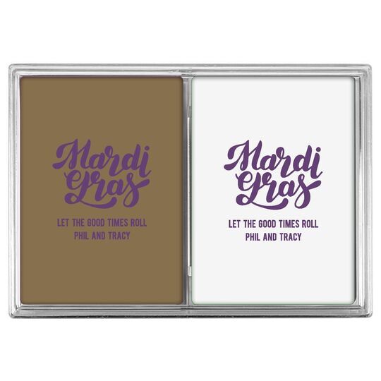 Bold Script Mardi Gras Double Deck Playing Cards