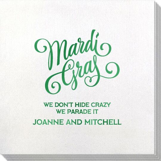 Mardi Gras Script Bamboo Luxe Napkins