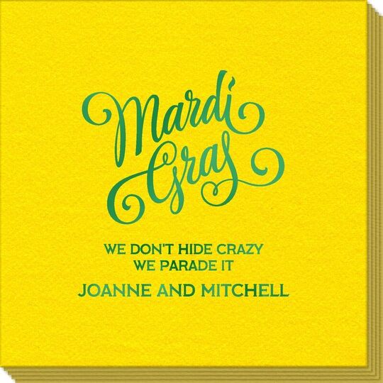 Mardi Gras Script Linen Like Napkins