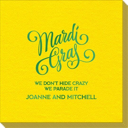 Mardi Gras Script Linen Like Napkins