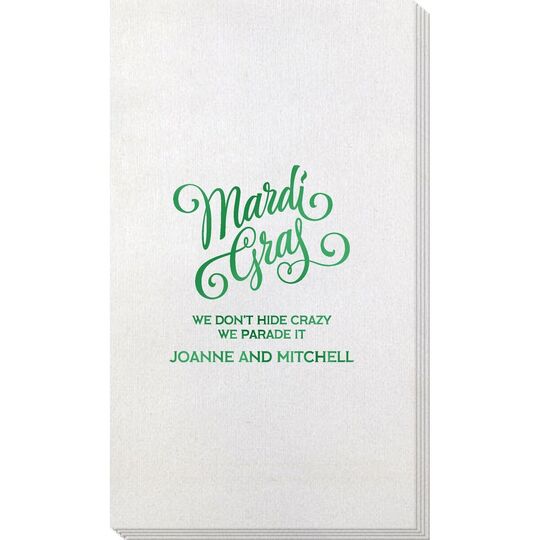 Mardi Gras Script Bamboo Luxe Guest Towels