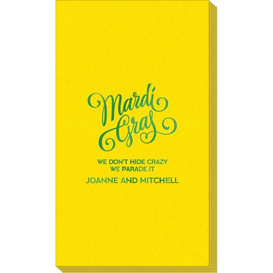 Mardi Gras Script Linen Like Guest Towels